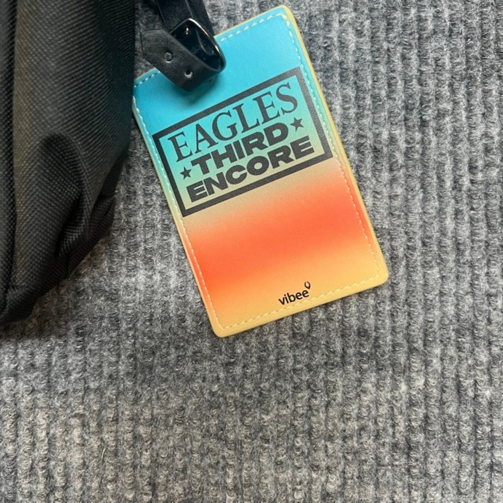 Eagles Third Encore Vibee Concert Tour Backpack Black Teal Patch Luggage Tag NEW - Picture 2 of 6